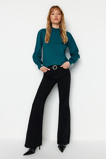 Trendyol Collection Pulover tricotaj cu guler stand benzină TWOAW21KZ0817