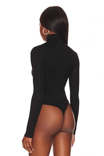 Zagrep Women's Black Turtleneck Silk Jersey Body