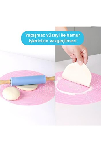 MUJGAN Silikon Ölçekli Hamur Açma Matı Mavi
