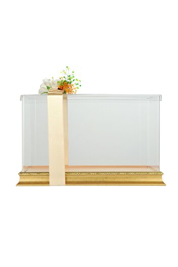 mixefor Söz Nişan Bohça Kutusu -pleksi Hediye Kutusu-35 Cm X 25 Cm X 20 Cm Ölçülerinde -altın Renk Çerçeve