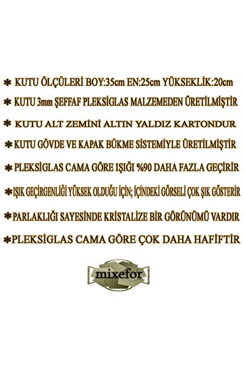 mixefor Söz Nişan Bohça Kutusu -pleksi Hediye Kutusu-35 Cm X 25 Cm X 20 Cm Ölçülerinde -altın Renk Çerçeve