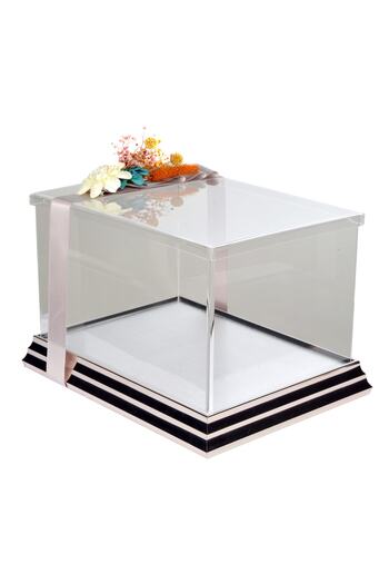 mixefor Söz Nişan Bohça Kutusu -pleksi Hediye Kutusu-35 Cm X 25 Cm X 20 Cm Ölçülerinde -inox Gümüş Çerçeveli
