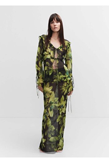 MANGO Woman Floral Chiffon Blouse