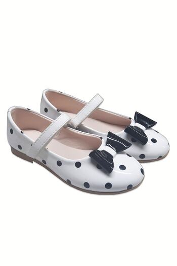 welissa White Black Polka Dot Girls' Ballerinas