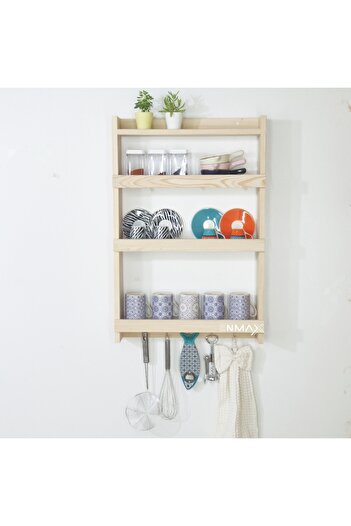 Shopkutuk Wooden 3-Tier Spice Rack Kitchen Bathroom Wall Shelf Terek