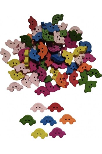 OzanTuhafiye Wooden Color CAR Button 50 Pcs