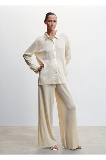 MANGO Woman Pleated Shirt