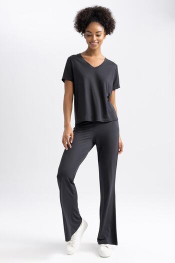 DeFacto Fit Standard Fit Flared Leg Long Premium Trousers
