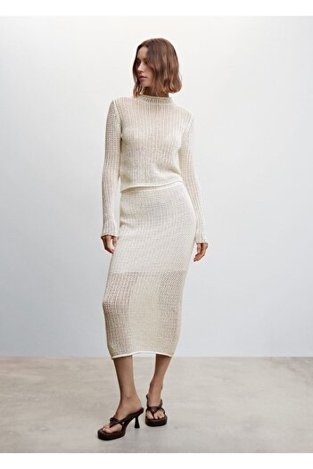 MANGO Woman Openwork Knitted Skirt