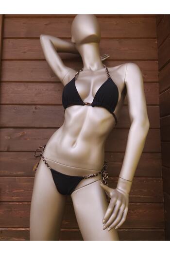 Secret Passion Lingerie DETALIU SFÂND LEOPARD, LEGĂTURĂ LATERALĂ, SET DE BIKINI NEGRU 1022 TANG SPATE