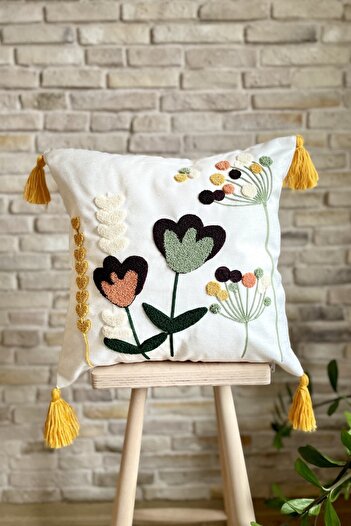 SWITA Home Design Double Combination Punch Embroidered Throw Pillow Cover (panch)