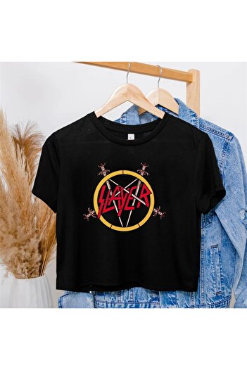 Touz Rock Series Slayer Printed - Zolid Wear Black Crop Top