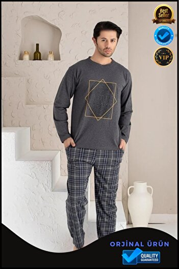 OverPazar Long Sleeve Men's Pajama Set Luxury Men's Pajama Set