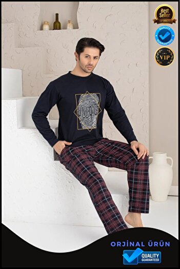 OverPazar Long Sleeve Men's Pajama Set Luxury Men's Pajama Set