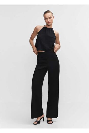 MANGO Woman Straight Cut Trousers with Slit Detail