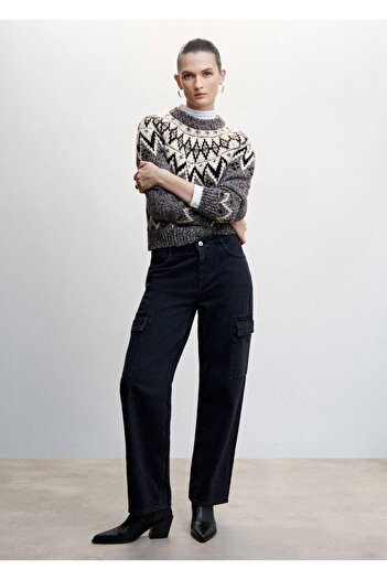 MANGO Woman Round Neck Bordered Sweater
