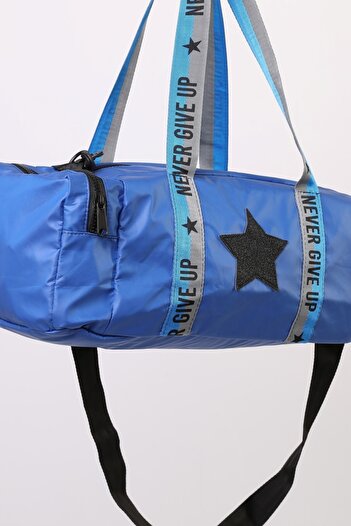 ICONE BAG Erkek Çocuk Yıldız Baskılı Spor Çanta, Yan Cepli Spor Çanta, Fermuarlı Detaylı Çocuk Spor Çanta,Mavi
