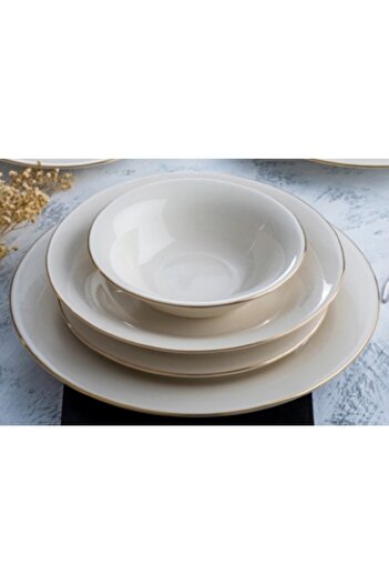 ACAR Porselen Blake 60 Parça 12 Kişilik Yemek Takımı - Gold