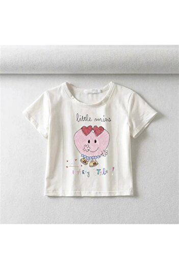 Touz Little Miss Printed White Crop - LAGOM FASHION
