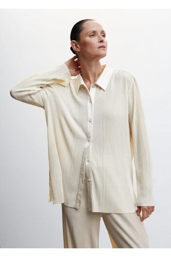 MANGO Woman Pleated Shirt
