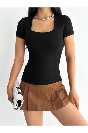 laughs WOMEN'S SHORT SLEEVE SQUARE COLLAR VISCOSE BLOUSE BLZ11870