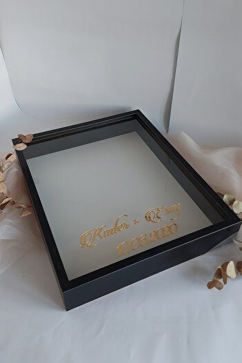 Verda Çerçeve 40x50 Cm Black Rose Memory Frame!Deep Frame Without LED!Rose Memory Frame - For Bridal Bouquets