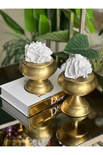 ArzzHome 2'li Dekoratif Ayaklı Şekerlik Mercan Kutu New Eskitme & Beyaz