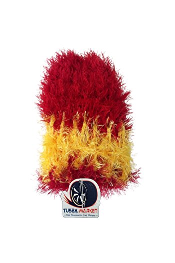 TUSBA MARKET Vehicle Gear Shift Tassel / Long Haired Plush Shift Gaiter Tassel / Yellow & Red