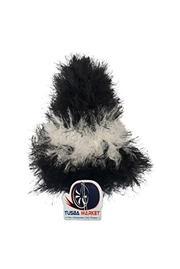 TUSBA MARKET Vehicle Gear Shift Tassel / Long Haired Plush Gear Shift Gaiter Tassel / Black & White