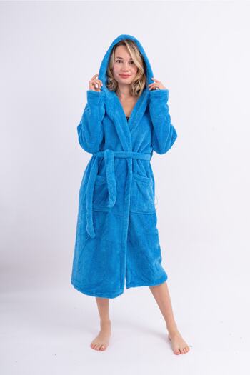 Sweets Collection Welsoft Peluş Uzun Kapüşonlu Sabahlık