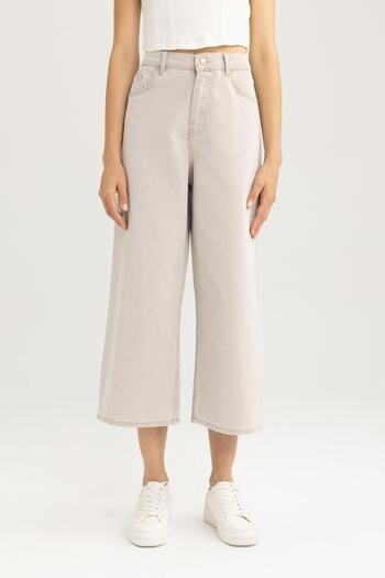 DeFacto Culotte High Waist Ankle Length 100% Cotton Jean Trousers A3478ax23sm