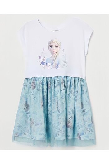 Pink Hippo Kids Κοντομάνικο φόρεμα για κορίτσια Frozen Elsa με εμπριμέ φούστα από τούλι