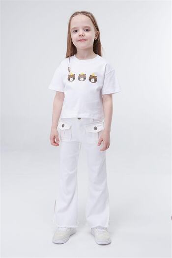 Escabel Girl's Cotton Wide Leg Slit Trousers