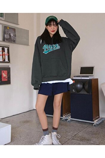 MOONBULL Φούτερ Unisex Nice με στάμπα Oversize με κουκούλα
