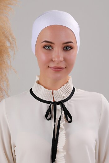 Melodi Scarf Hijab Interlaced Laced Viscose Lycra Bonnet White