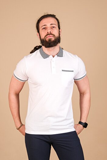 Çukurova Men's Oxford Pike Flato Pocket Collar Detailed T-shirt