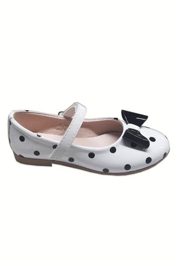 welissa White Black Polka Dot Girls' Ballerinas