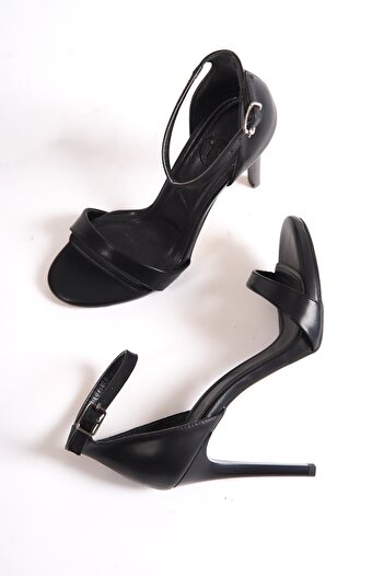 Modabuymus Women's Black Platform Heeled Single Strap Shoes Pirlx