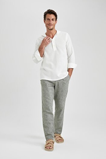 DeFacto Relax Fit Straight Leg Linen Blended Trousers Z9934az23sm