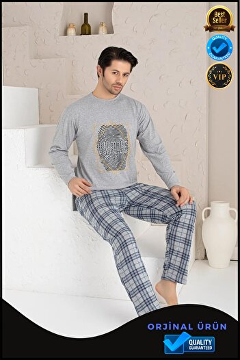 OverPazar Long Sleeve Men's Pajama Set Luxury Men's Pajama Set