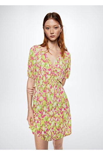 MANGO Woman Çiçekli Elbise