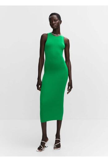 MANGO Woman Zippered rib dress