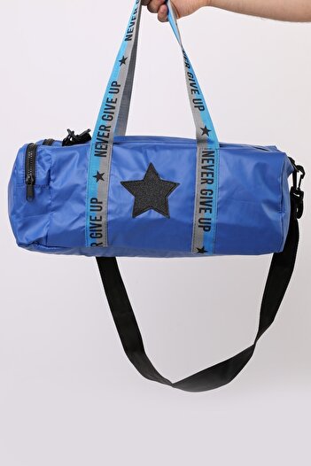 ICONE BAG Erkek Çocuk Yıldız Baskılı Spor Çanta, Yan Cepli Spor Çanta, Fermuarlı Detaylı Çocuk Spor Çanta,Mavi