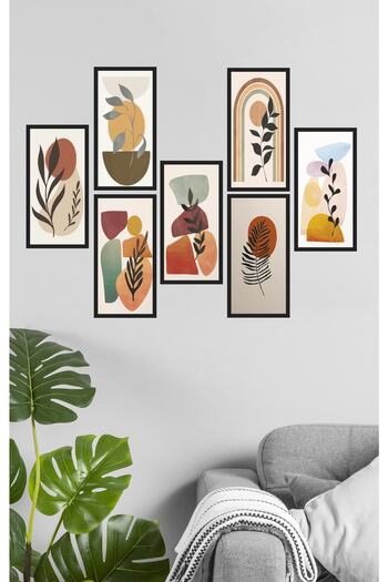 Tooall 7 Piece Bohemian Leaves Wall Decor - Painting Set for Living Room Living Room Bedroom Kitchen Office Entrance