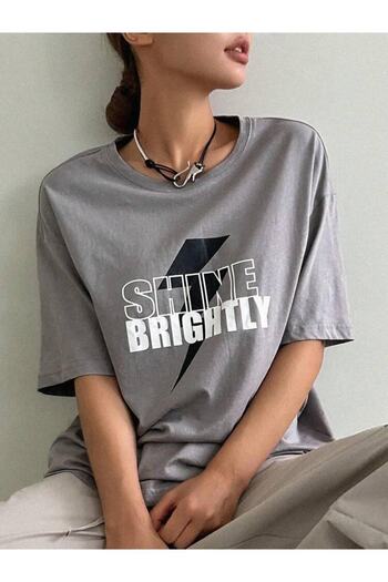 AFROGİYİM Women's Shine Brightly Printed Oversize T-shirt