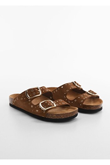 MANGO Woman Studded Leather Sandals