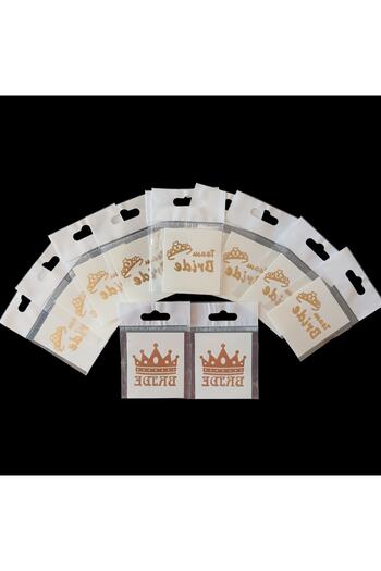 Kağıtay 12 ad Bride Team Gold Geçici Gelin Dövmesi(Pakette 10 ad Bride Team-2 ad Bride dövme bulunur)