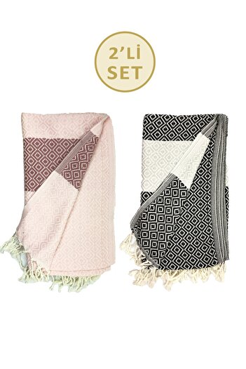 sethome collection Σετ 2 πετσέτες παραλίας, βαμβακερές πετσέτες παραλίας 100x180cm (Αγγλική Σειρά)