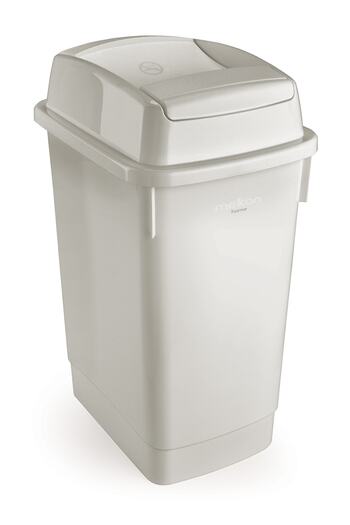 Melkan Home 27 Liters Gray Bathroom Trash Can - Double Sided Push and Waste Bin