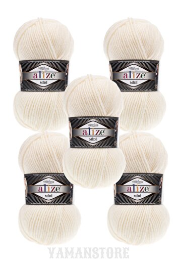 Alize Superlana Midi 5 Pieces Yumak 62 Cream Weft Vest Sweater Knitting Yarn